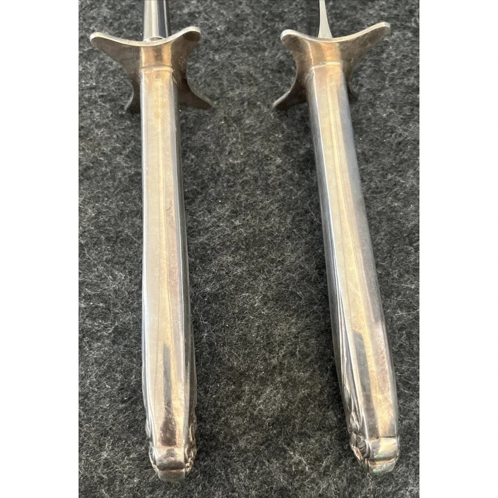 Vintage 1950s DAFFODIL CARVING SET by 1847 Rogers Silverplate Knife Fork 10 1/2